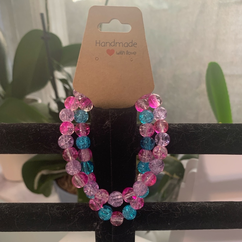 2 Glass Crackle Bead Bracelet Set